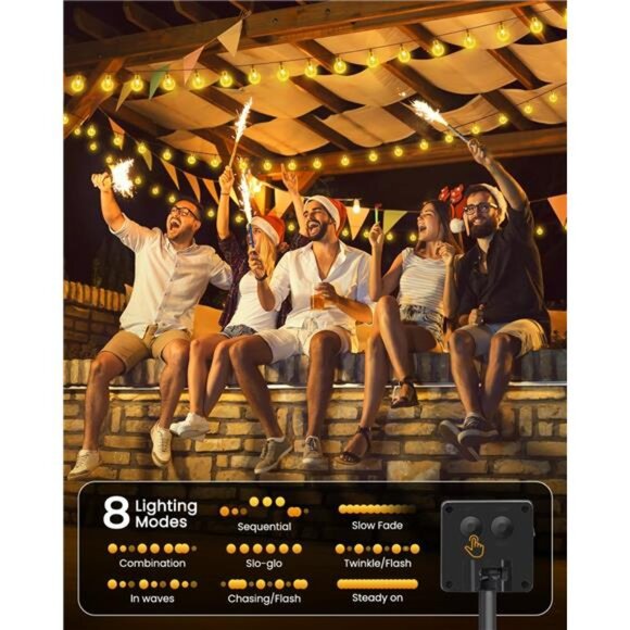 Solar String Lights Outdoor 60 LED 36FT with 8 Lighting Modes, Waterproof Solar - Picture 3 of 7